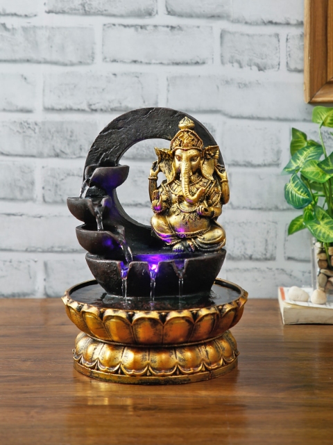 

House Of Accessories Gold-Toned & Black Ganesha Water Fountain