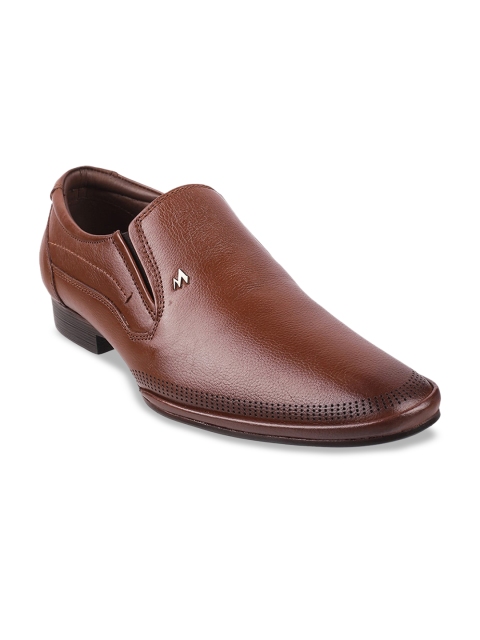 

Metro Men Tan Brown Solid Leather Formal Slip-Ons