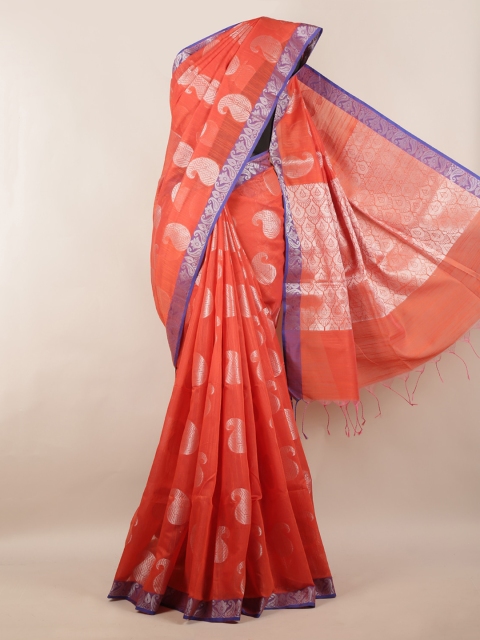 

Pothys Orange Woven Design Cotton Blend Saree