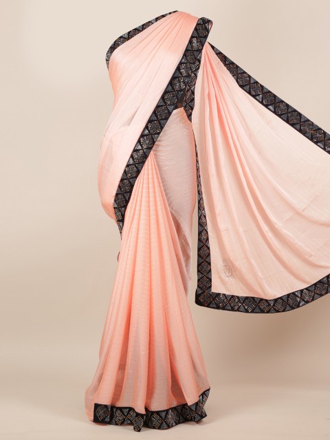 

Pothys Peach-Coloured Striped Poly Georgette Saree