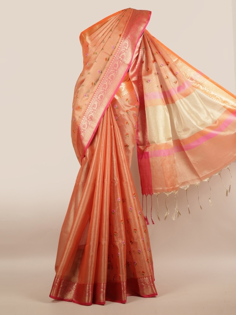 

Pothys Orange Printed Tissue Saree