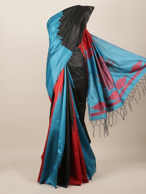 

Pothys Multicoloured Colourblocked Jute Silk Saree, Multi