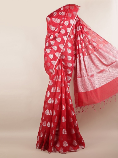 

Pothys Red & Fuchsia Cotton Blend Woven Design Saree