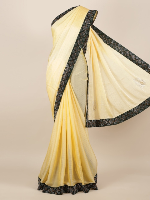 

Pothys Cream-Coloured Embellished Poly Georgette Saree