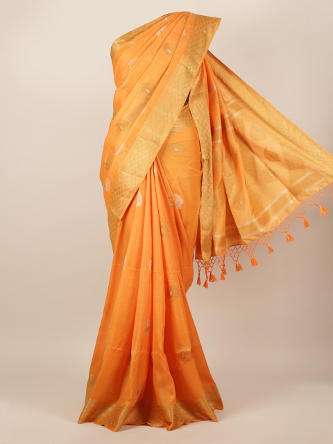 

Pothys Orange Woven Design Jute Silk Saree