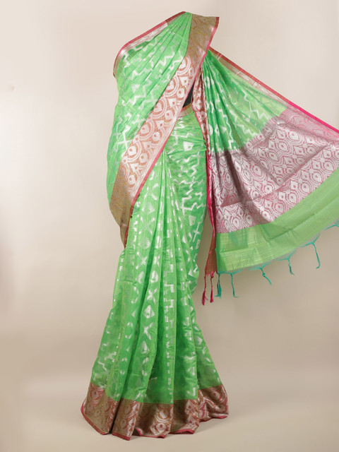 

Pothys Green Woven Design Cotton Blend Saree