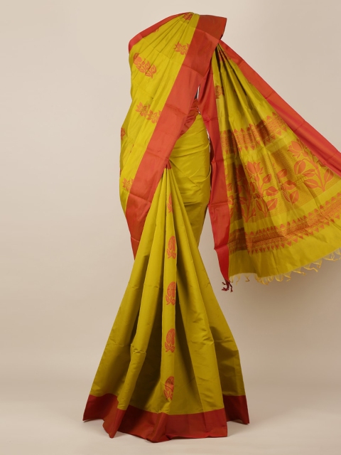 

Pothys Green & Red Silk Cotton Woven Design Saree