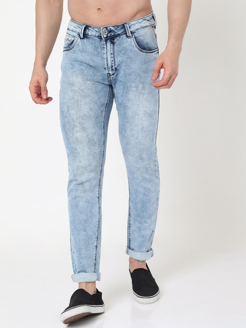 Rex Straut Jeans Men Blue Slim Fit Mid-Rise Clean Look Jeans