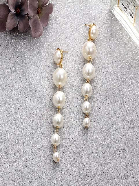 

AQUASTREET Gold-Plated White Pearl Drop Earrings