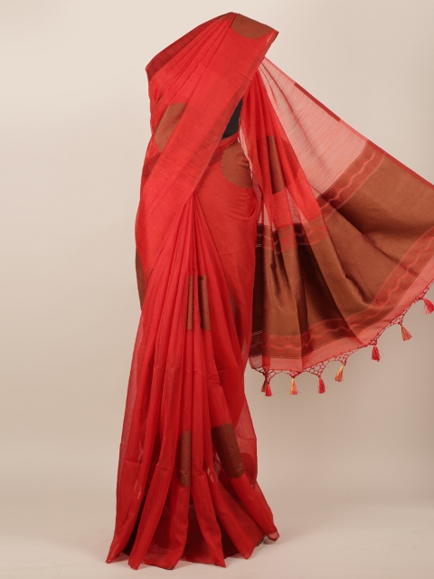 

Pothys Red Woven Design Jute Silk Saree