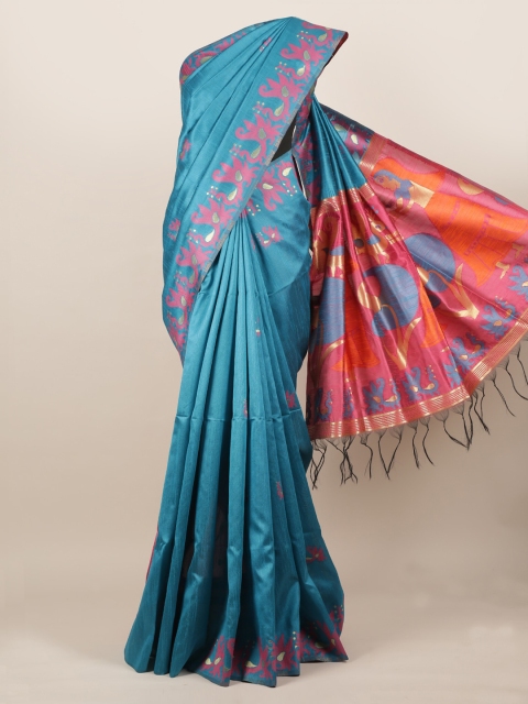 

Pothys Blue Woven Design Jute Silk Saree