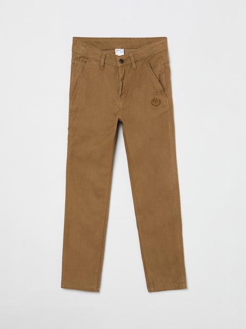 

max Boys Brown Regular Fit Solid Regular Trousers