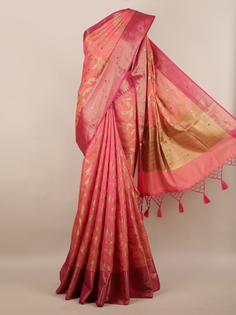 

Pothys Peach-Coloured Woven Design Cotton Blend Saree
