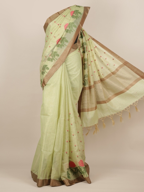 

Pothys Green & Brown Tissue Woven Design Saree