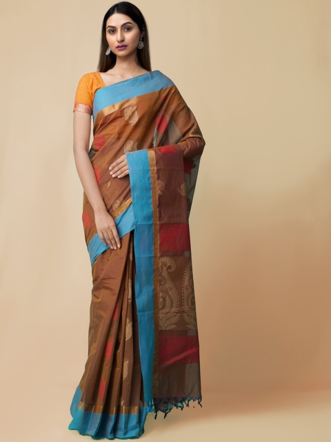 

Unnati Silks Brown Pure Cotton Printed Uppada Sustainable Saree