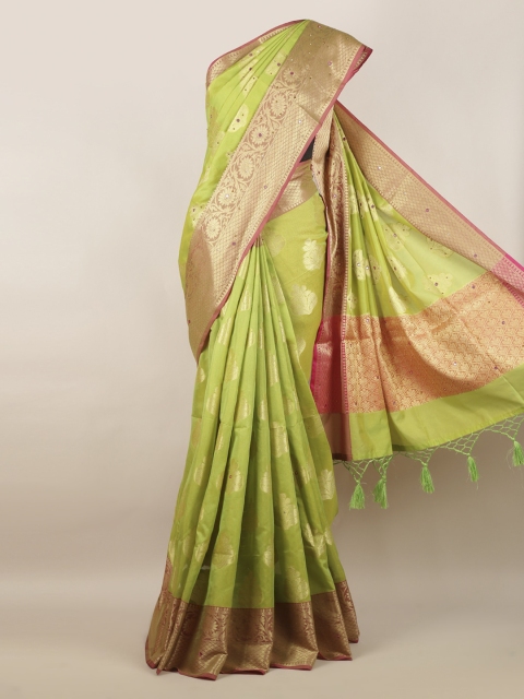 

Pothys Green Woven Design Cotton Blend Saree