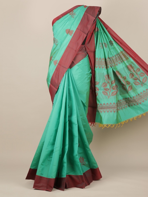

Pothys Green Printed Silk Cotton Saree