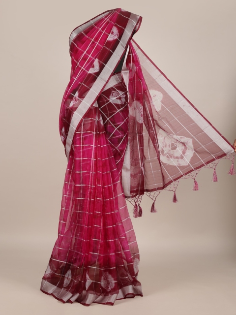 

Pothys Pink Bandhani Linen Blend Saree