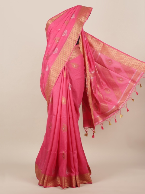 

Pothys Pink Woven Design Jute Silk Saree
