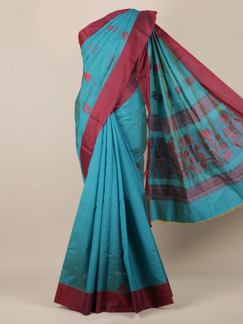 

Pothys Blue Woven Design Silk Cotton Saree