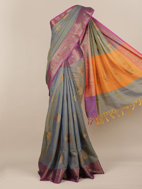 

Pothys Blue Woven Design Cotton Blend Saree