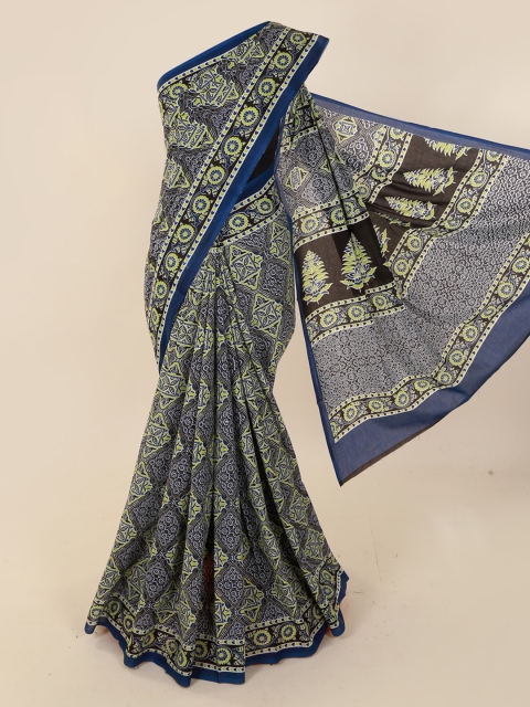 

Pothys Black & Yellow Pure Cotton Printed Saree