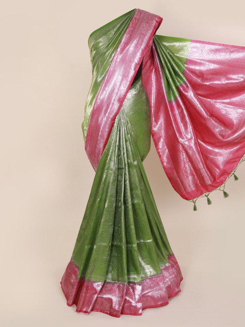 

Pothys Green & Pink Pure Silk Woven Design Banarasi Saree