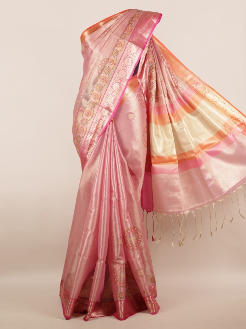 

Pothys Pink Woven Design Tissue Saree