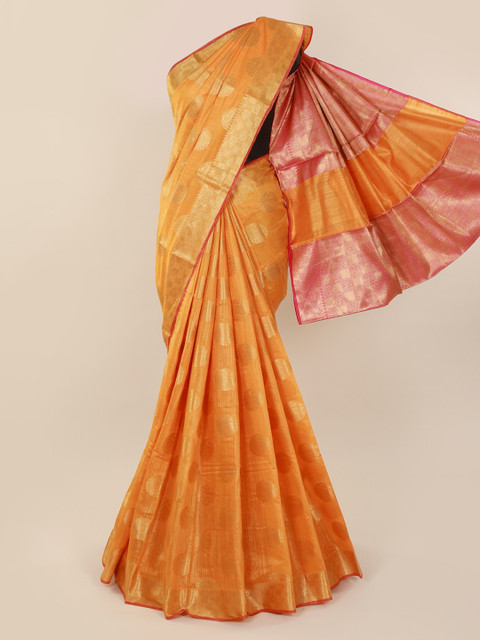 

Pothys Orange Woven Design Cotton Blend Saree