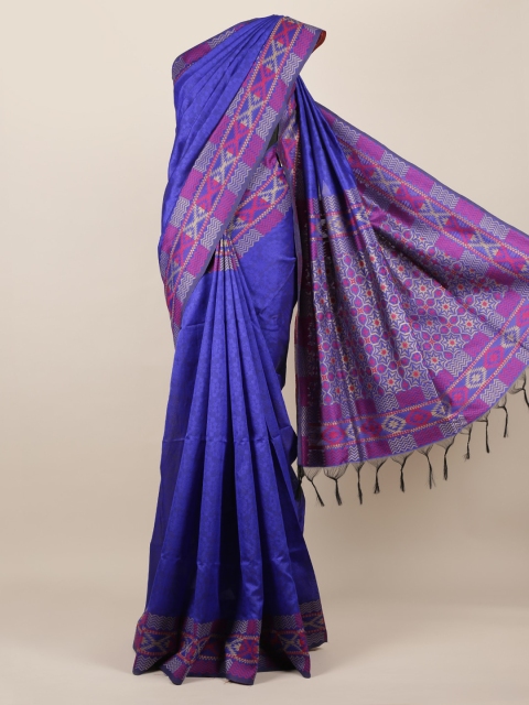 

Pothys Blue Woven Design Jute Silk Saree