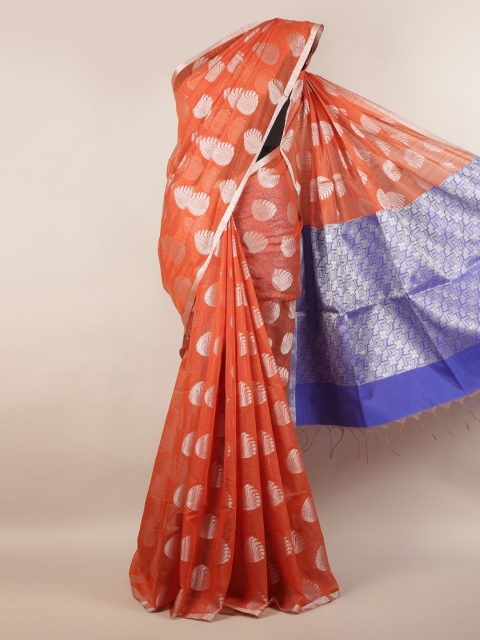 

Pothys Orange Woven Design Cotton Blend Saree