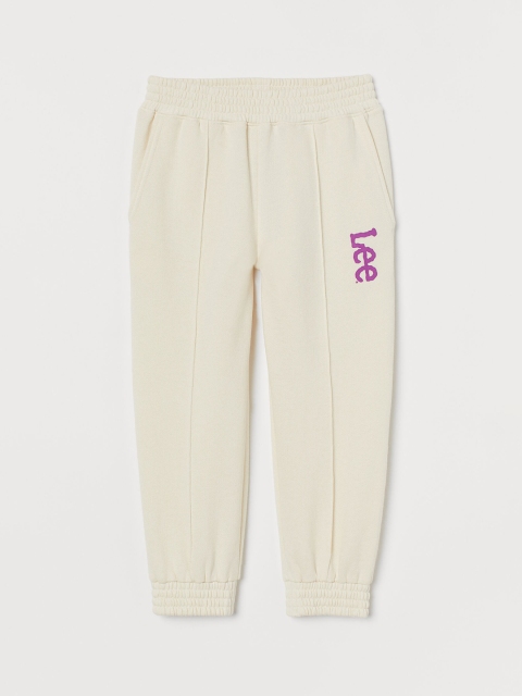 H&M Girls Off-White Printed Sustainable Joggers