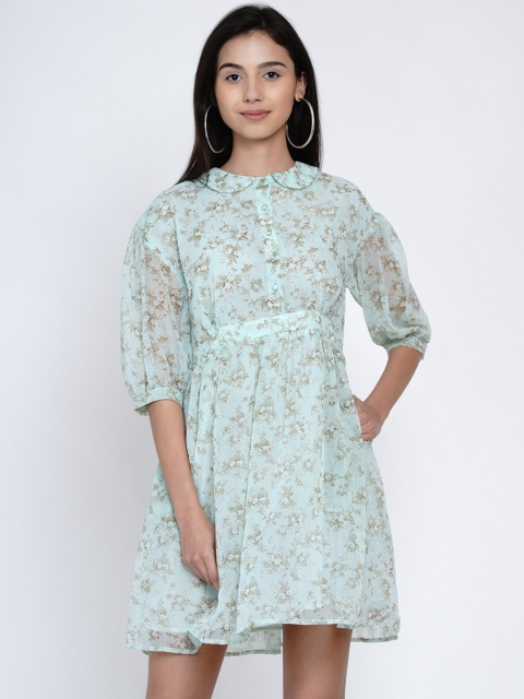 

Abiti Bella Women Green Printed Fit and Flare Dress