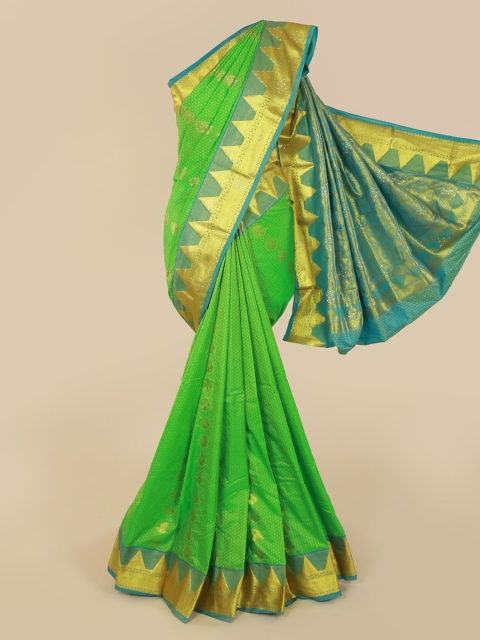 

Pothys Green & Gold-Toned Art Silk Woven Design Saree