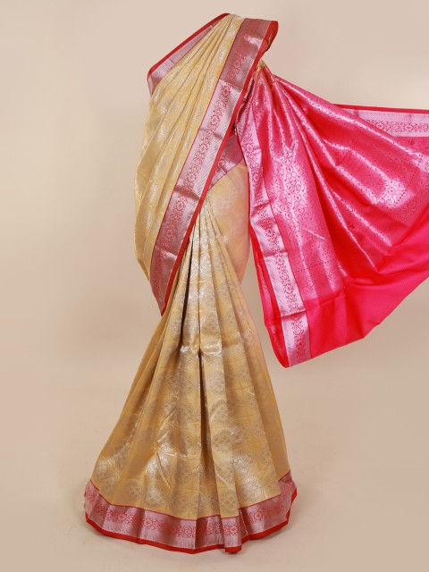 

Pothys Cream-Coloured & Pink Art Silk Woven Design Saree
