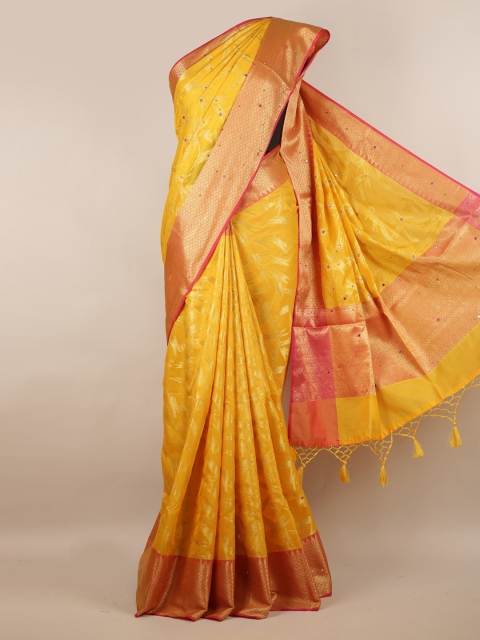 

Pothys Yellow Woven Design Cotton Blend Saree