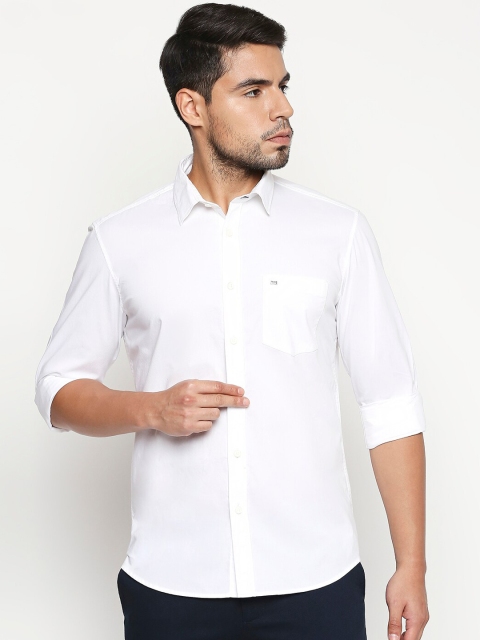 

Basics Men White Slim Fit Solid Casual Shirt