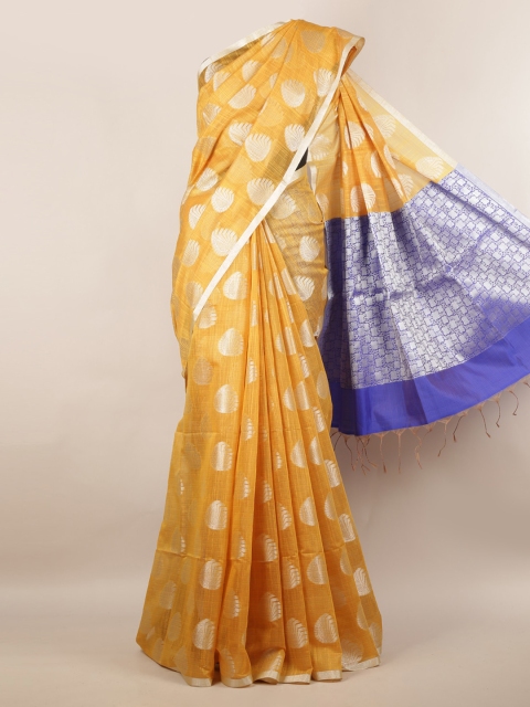 

Pothys Yellow Woven Design Cotton Blend Saree