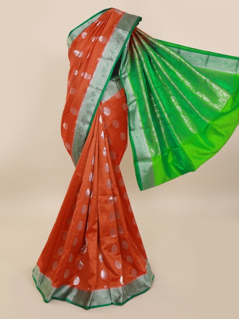 

Pothys Rust Orange & Green Art Silk Woven Design Saree