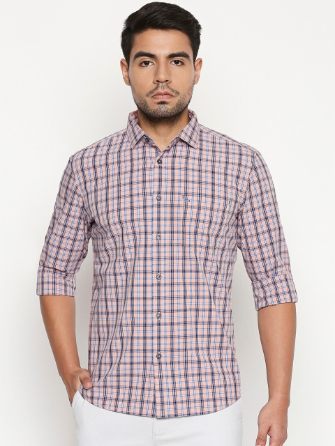 

Basics Men Pink & Black Slim Fit Checked Casual Shirt