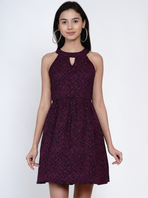 

Abiti Bella Women Black Printed Fit and Flare Dress