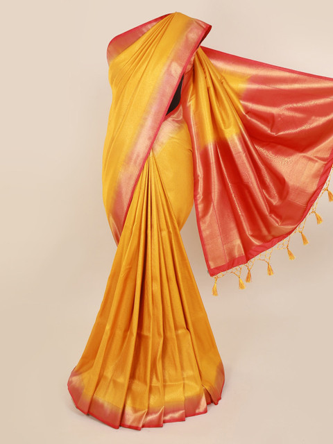 

Pothys Mustard Solid Pure Silk Saree