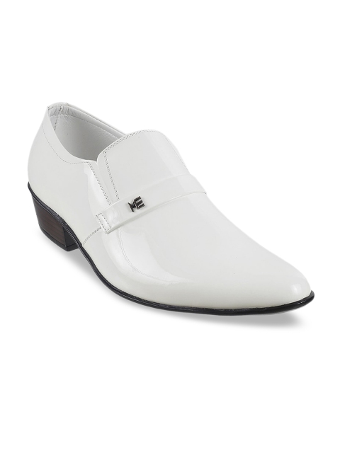 

Metro Men White Solid Leather Formal Slip-Ons