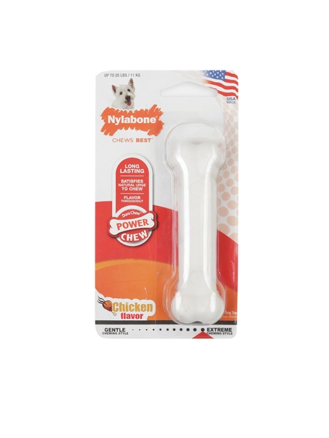 

Nylabone White Power Chew Bone Dog Toy Chicken Flavour