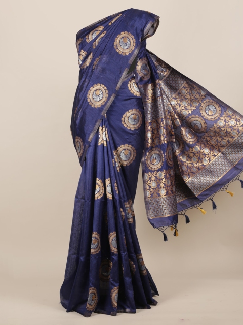 

Pothys Navy Blue Woven Design Jute Silk Saree