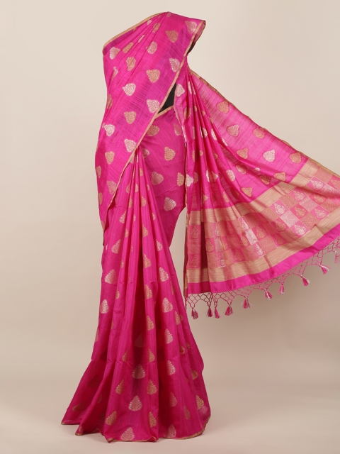 

Pothys Magenta Woven Design Jute Silk Saree