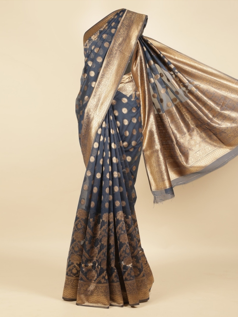 

Pothys Grey & Gold-Toned Jute Silk Woven Design Saree