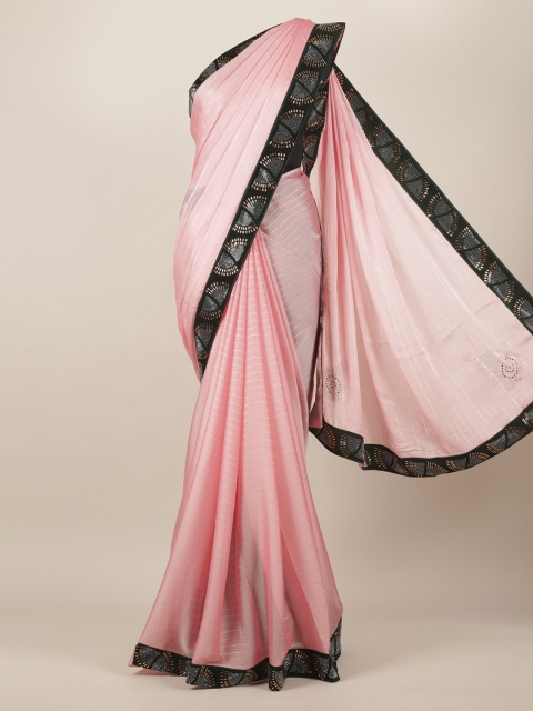 

Pothys Pink Striped Poly Georgette Saree