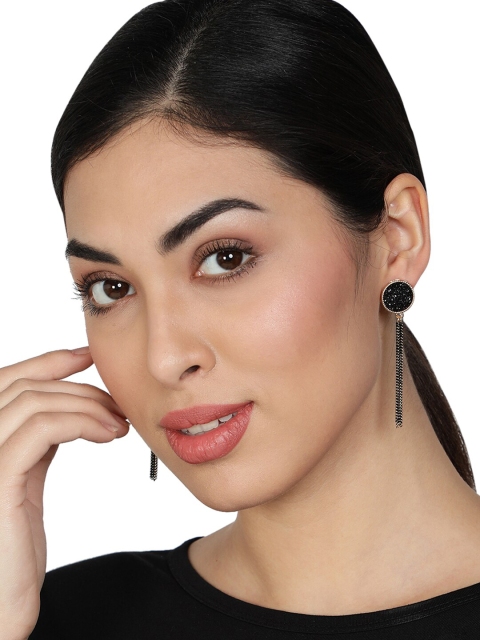 

AQUASTREET Black Circular Drop Earrings