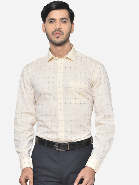 

JADE BLUE Men Beige Regular Fit Checked Casual Cotton Shirt